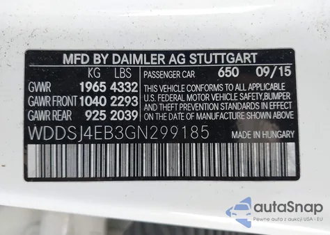 2016 Mercedes-Benz Cla 250 z USA, uszkodzony, nr VIN WDDSJ4EB3GN299185